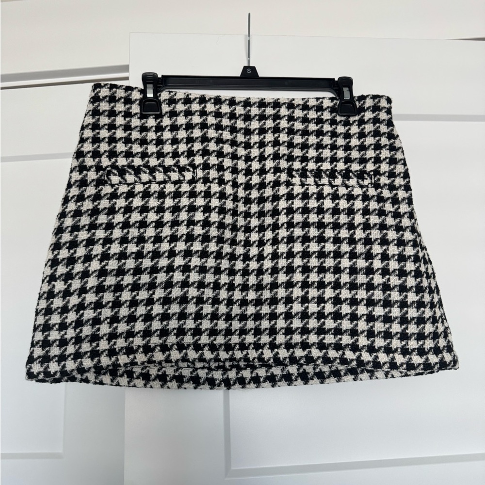 a new day Black and White Houndstooth Mini Skirt